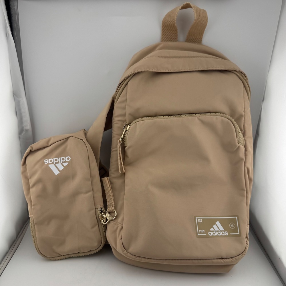 Adidas Essentials 3 Sling‎ Backpack Tan With Pouch Crossbody Bag GA7054 (3799)